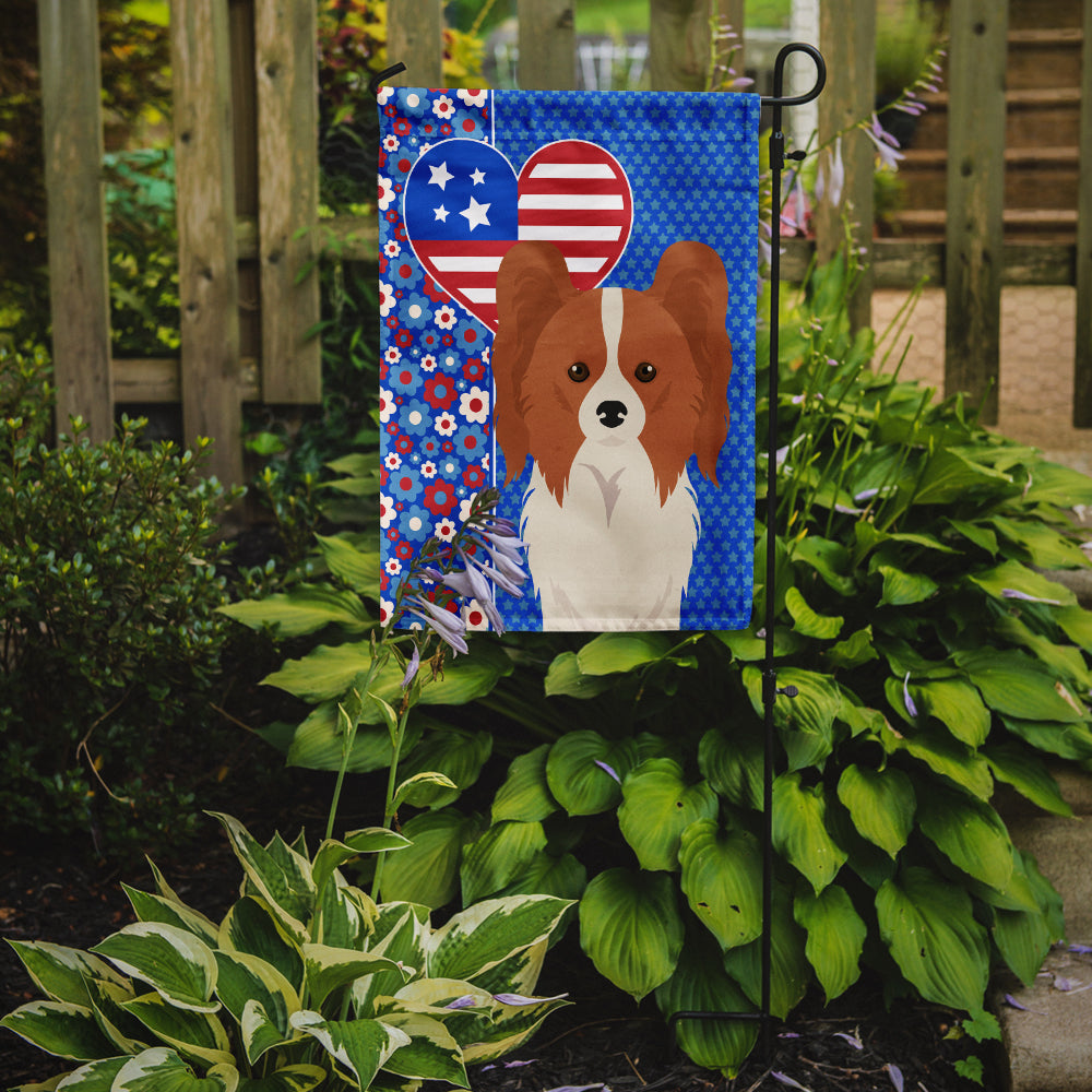 Red and White Papillon USA American Garden Flag