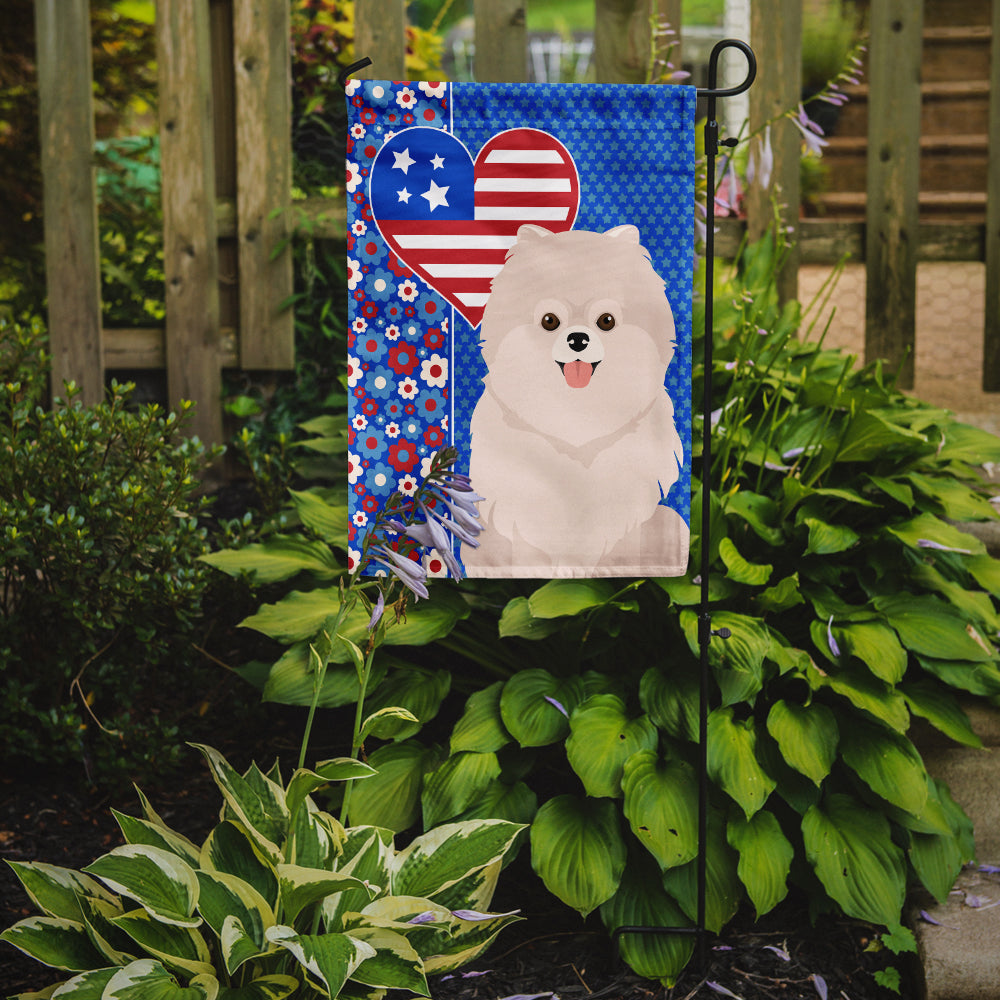 White Pomeranian USA American Garden Flag