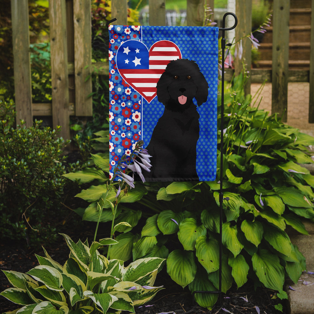 Standard Black Poodle USA American Garden Flag