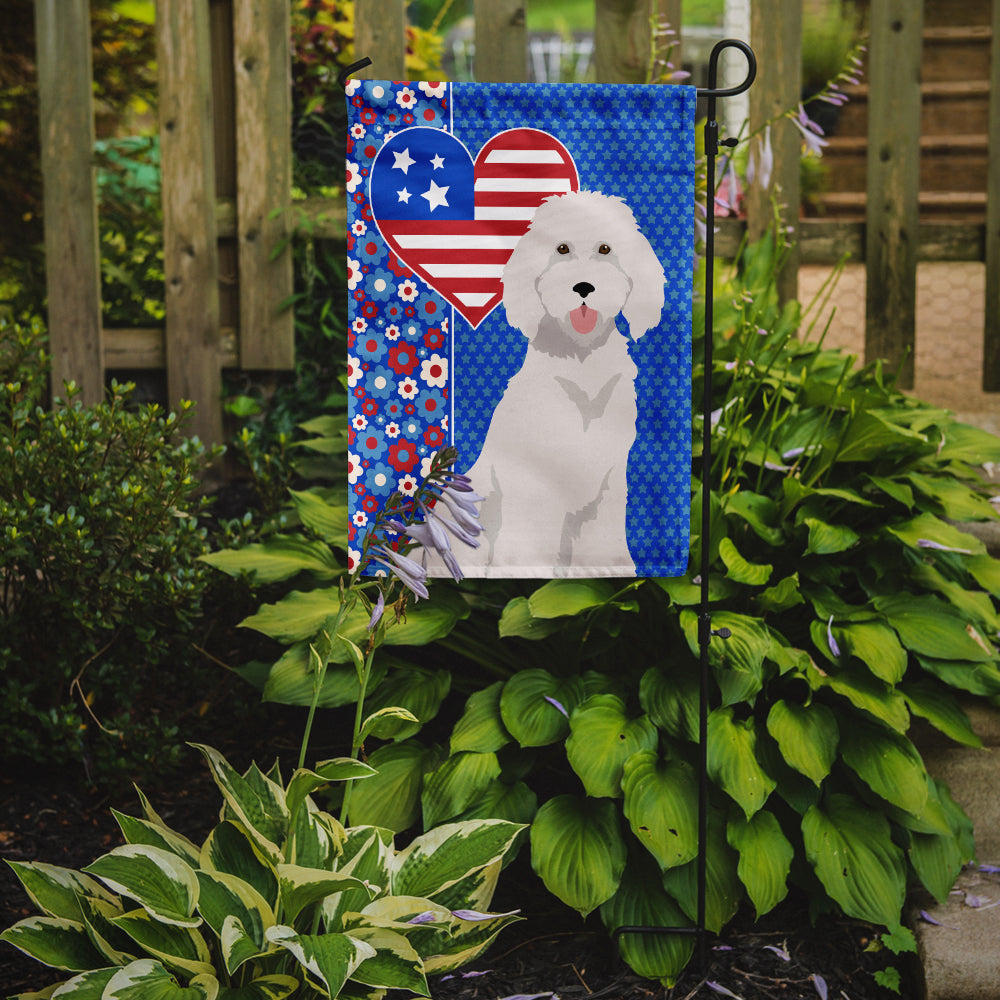 Standard White Poodle USA American Garden Flag