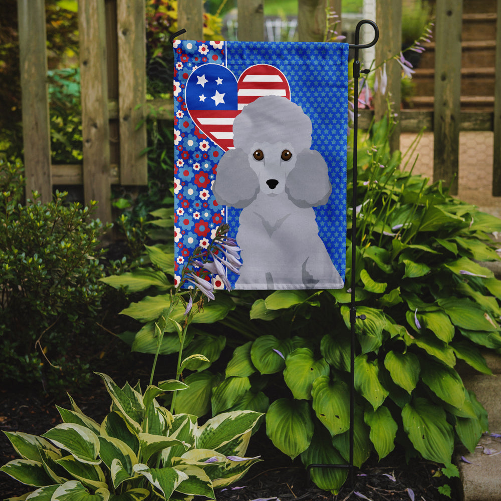 Toy Silver Poodle USA American Garden Flag