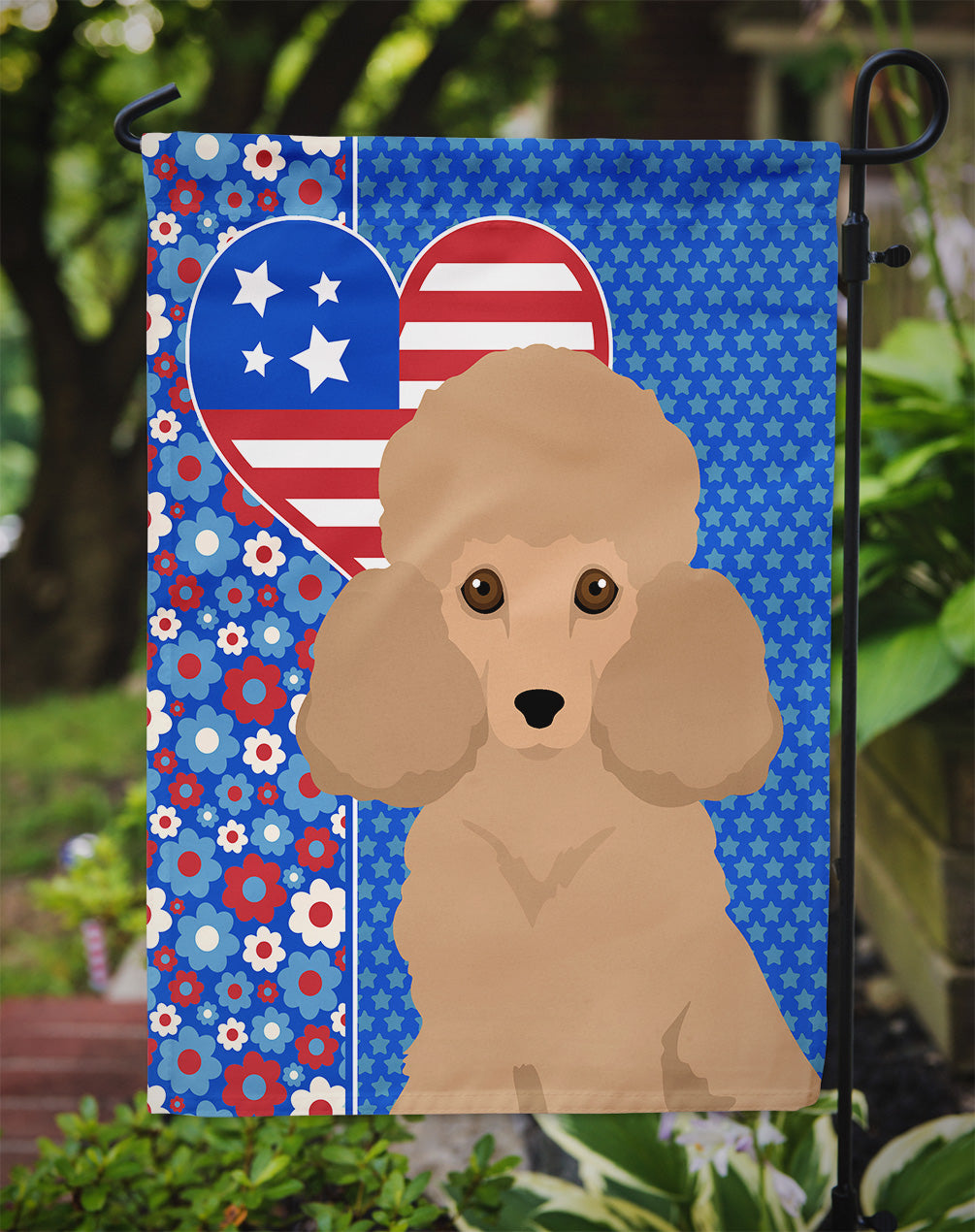 Toy Apricot Poodle USA American Garden Flag