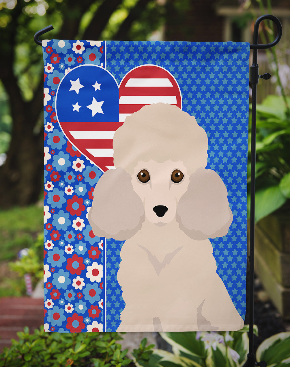 Toy Cream Poodle USA American Garden Flag