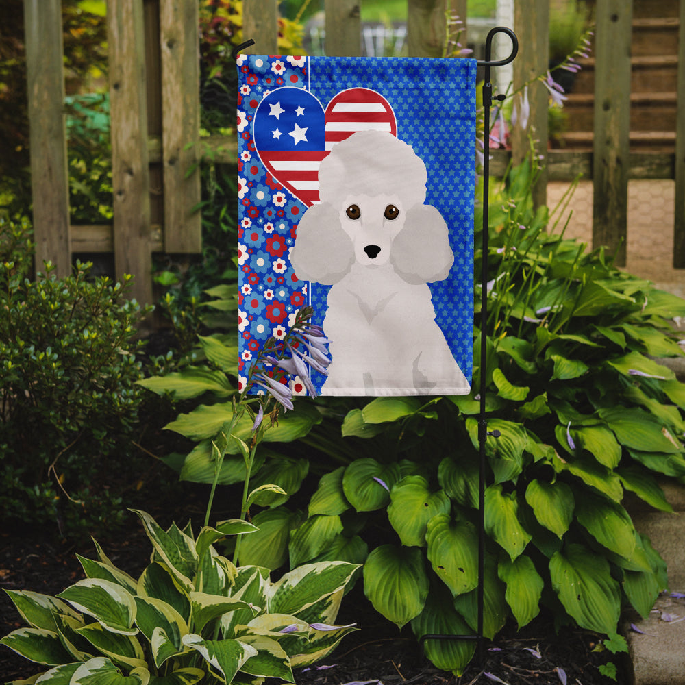 Toy White Poodle USA American Garden Flag