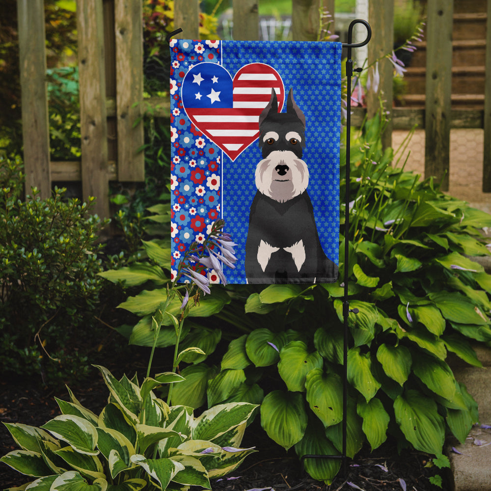 Black and Silver Schnauzer USA American Garden Flag