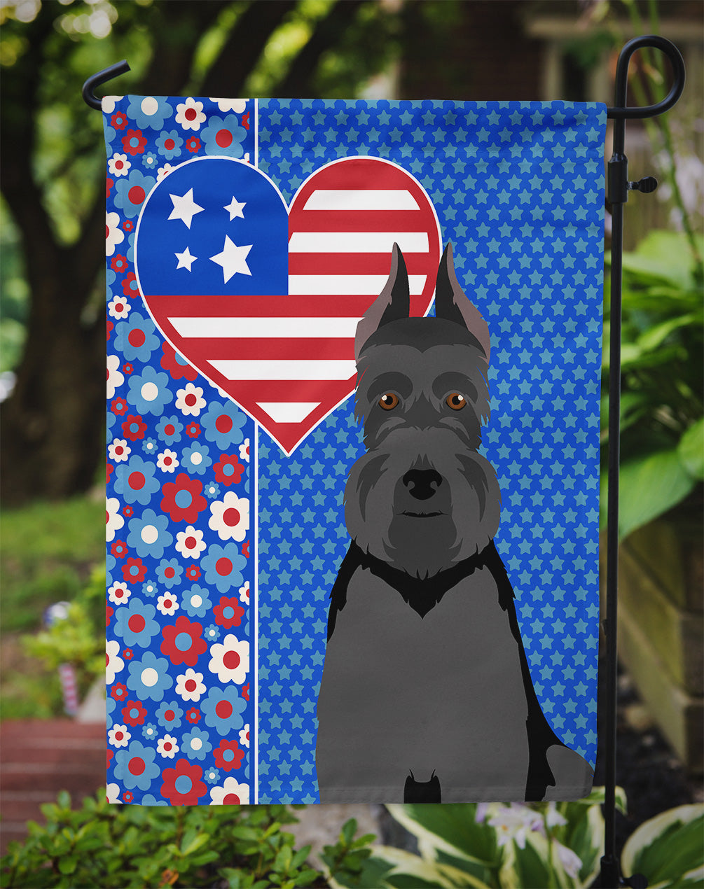 Black Schnauzer USA American Garden Flag