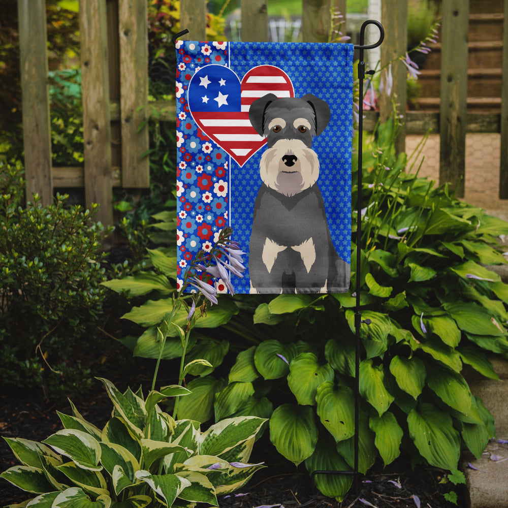 Salt Pepper Natural Ears Schnauzer USA American Garden Flag
