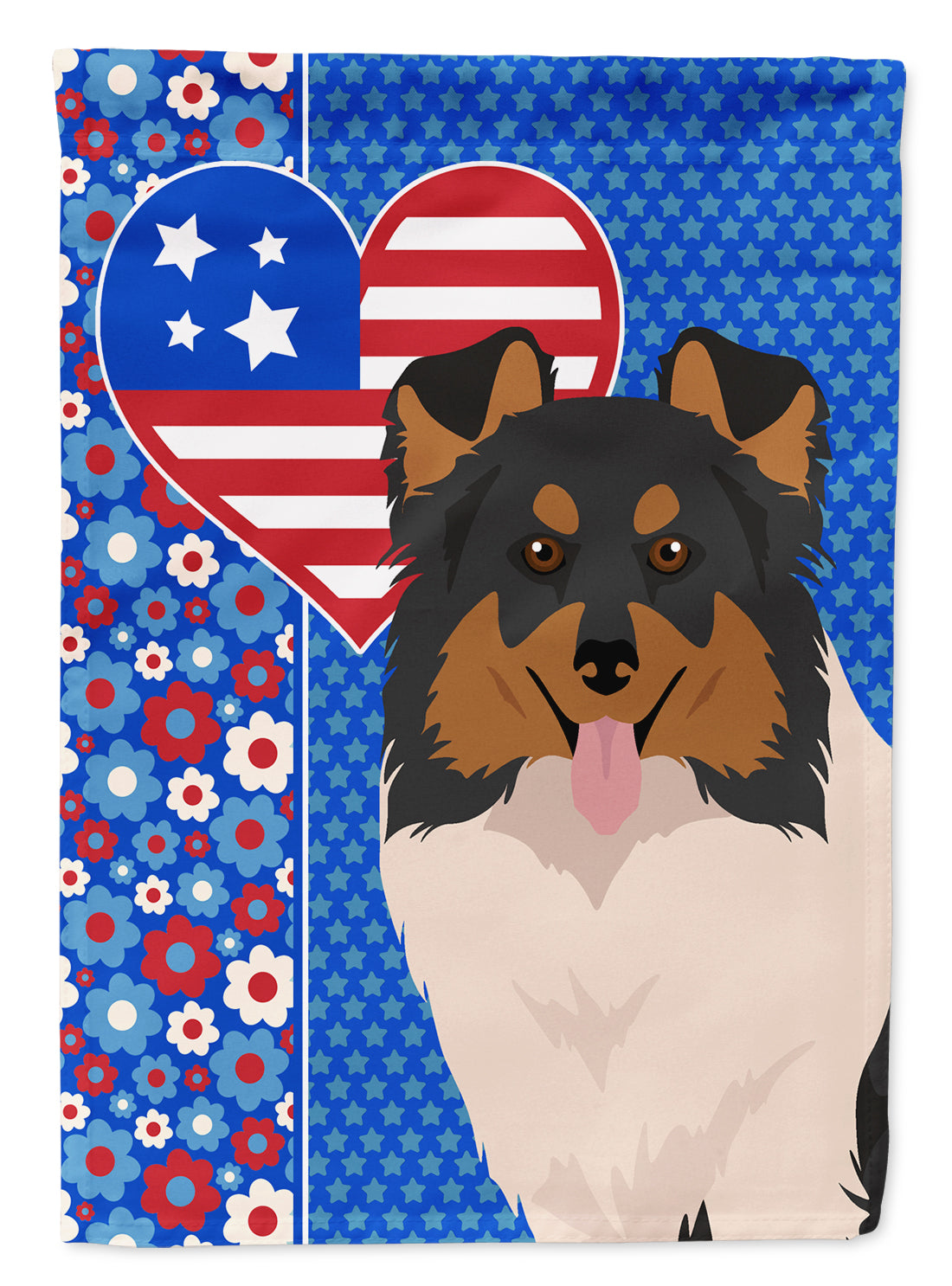 Buy this Tricolor Sheltie USA American Garden Flag