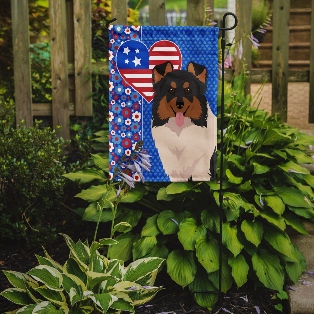 Tricolor Sheltie USA American Garden Flag