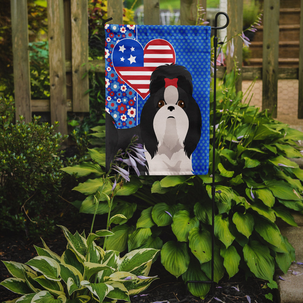 Black and White Shih Tzu USA American Garden Flag