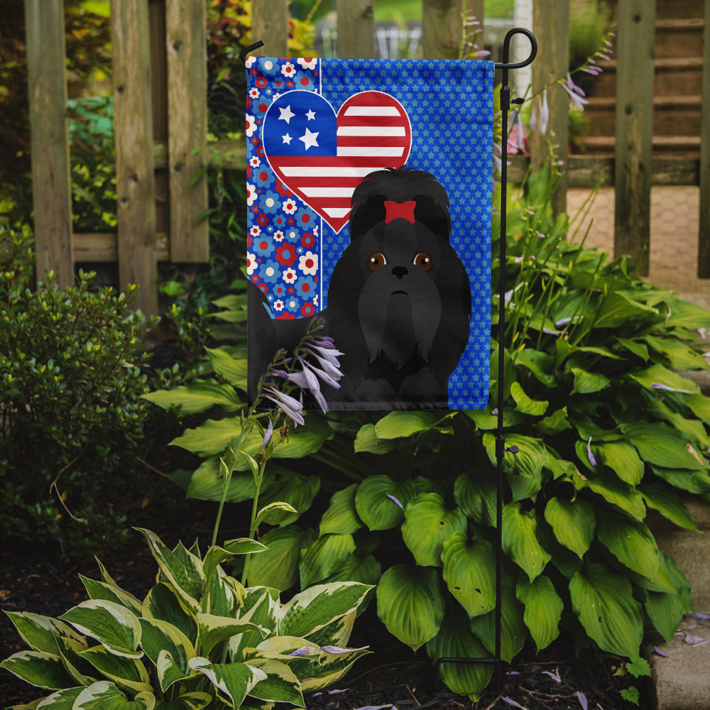 Black Shih Tzu USA American Garden Flag
