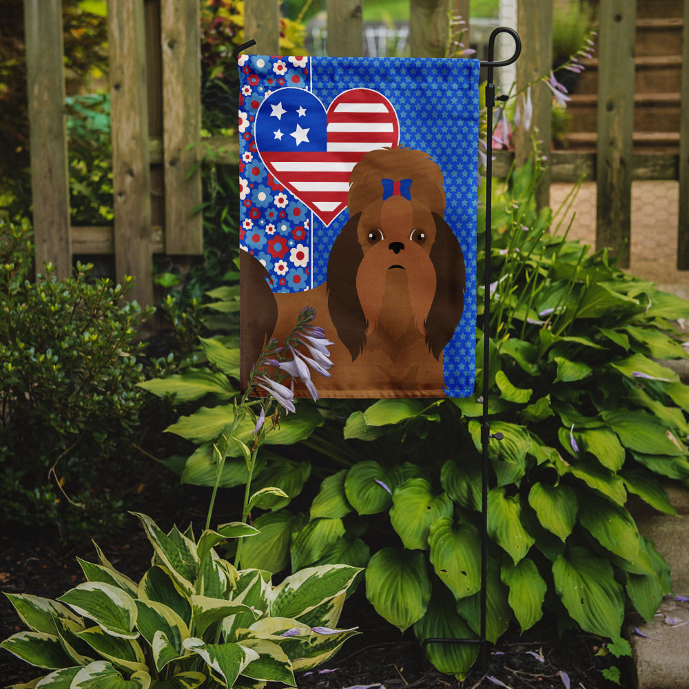 Red Shih Tzu USA American Garden Flag