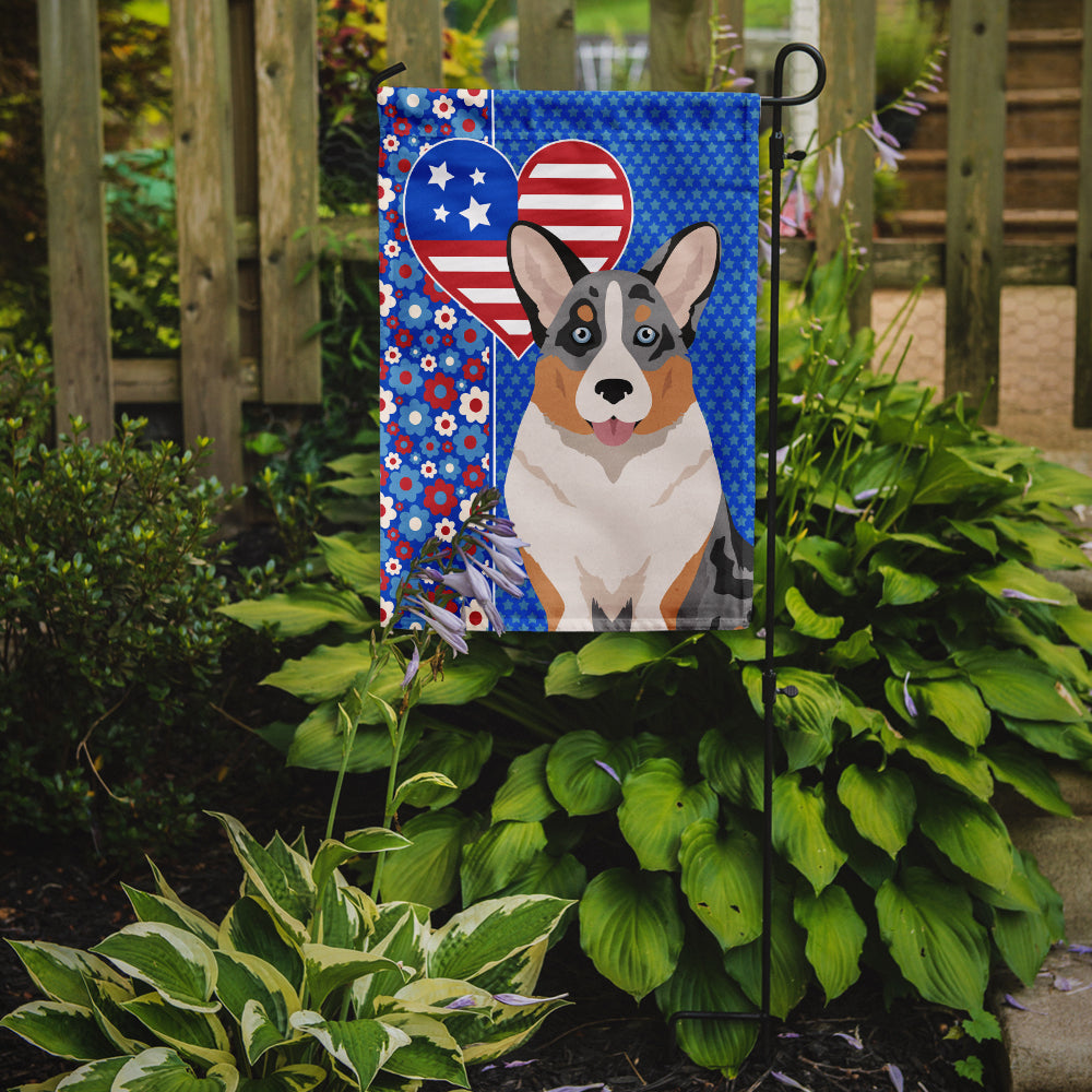 Blue Merle Cardigan Corgi USA American Garden Flag