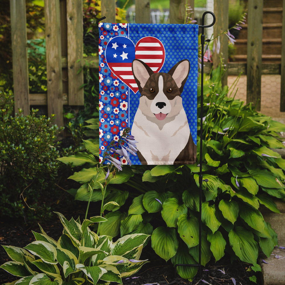 Brindle Cardigan Corgi USA American Garden Flag