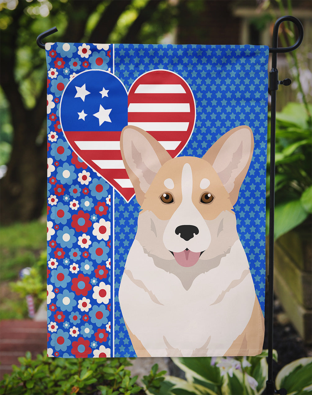 Fawn Cardigan Corgi USA American Garden Flag