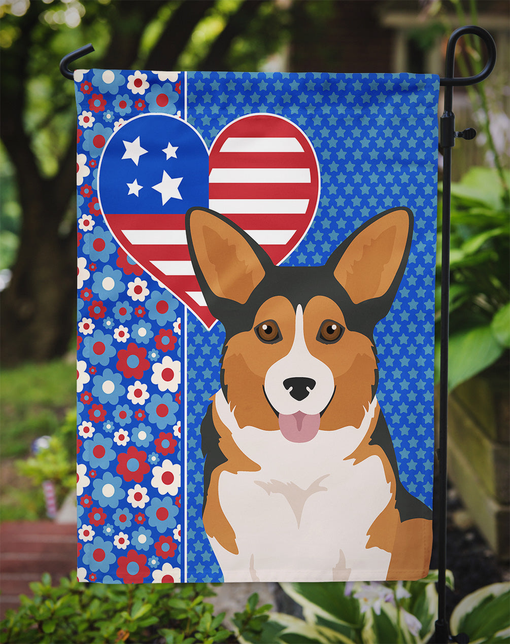 Sable Pembroke Corgi USA American Garden Flag