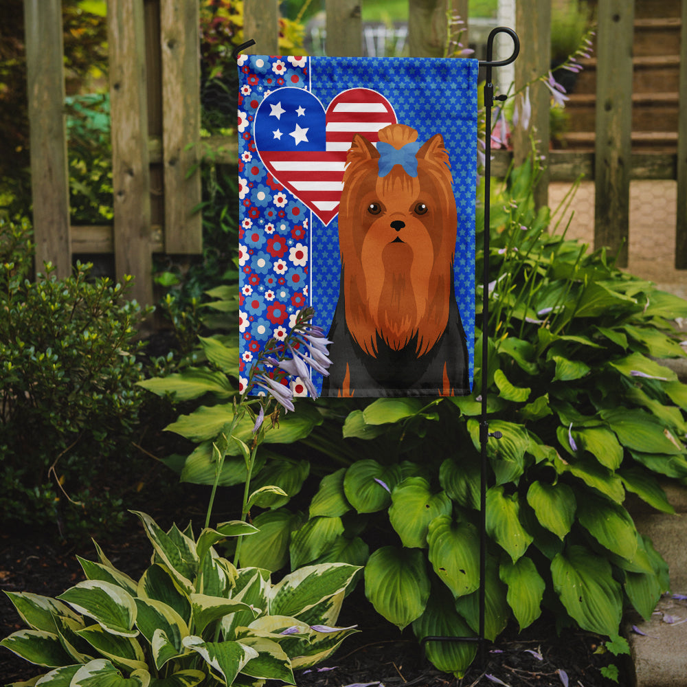 Black and Tan Full Coat Yorkshire Terrier USA American Garden Flag