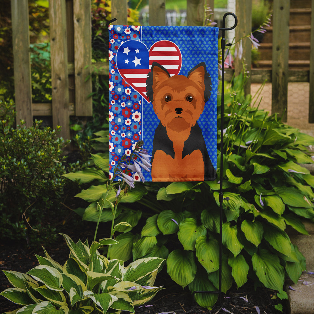 Black and Tan Puppy Cut Yorkshire Terrier USA American Garden Flag