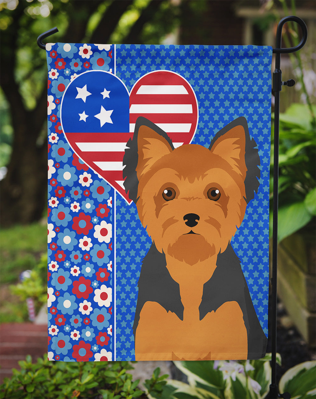 Black and Tan Puppy Cut Yorkshire Terrier USA American Garden Flag