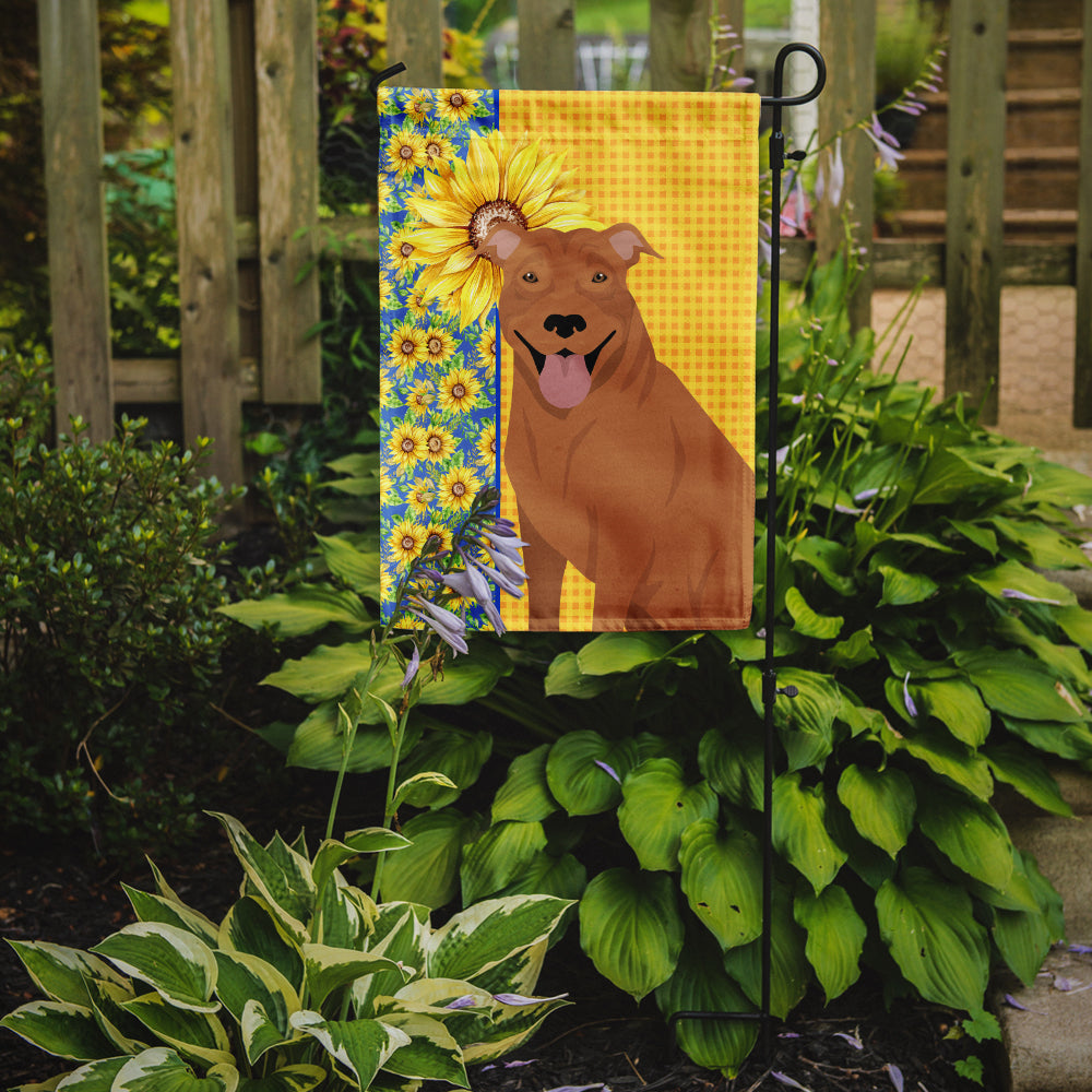 Summer Sunflowers Red Pit Bull Terrier Garden Flag