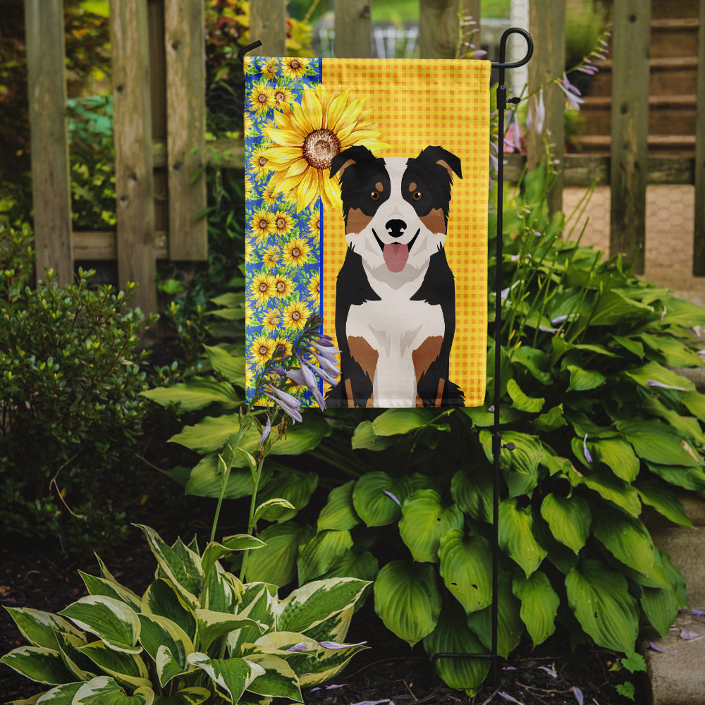 Summer Sunflowers Tricolor Border Collie Garden Flag