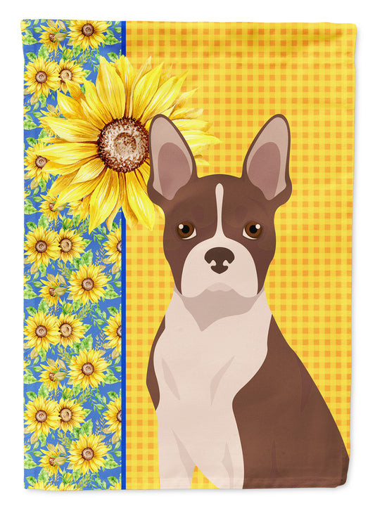 Buy this Summer Sunflowers Red Boston Terrier Garden Flag