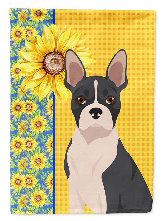 Buy this Summer Sunflowers Black Boston Terrier Garden Flag