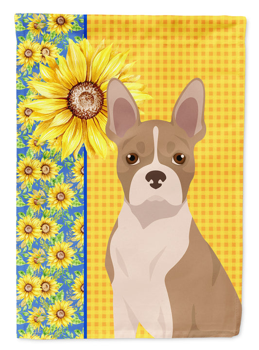 Buy this Summer Sunflowers Fawn Boston Terrier Garden Flag