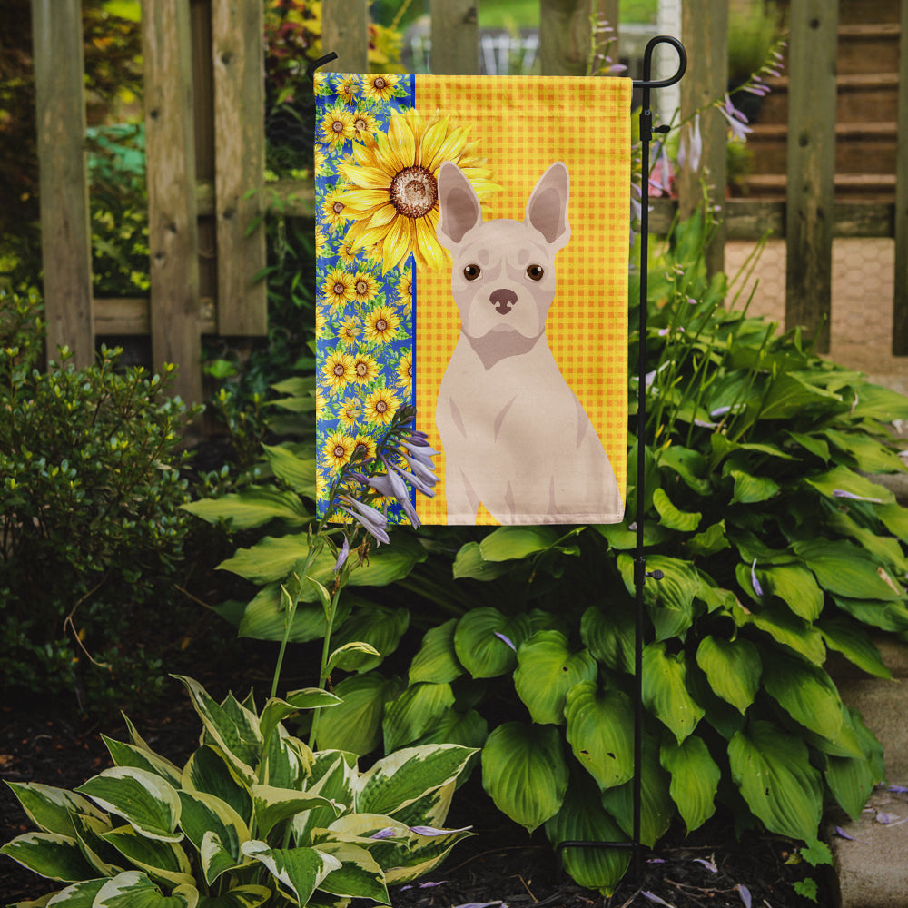 Summer Sunflowers White Boston Terrier Garden Flag