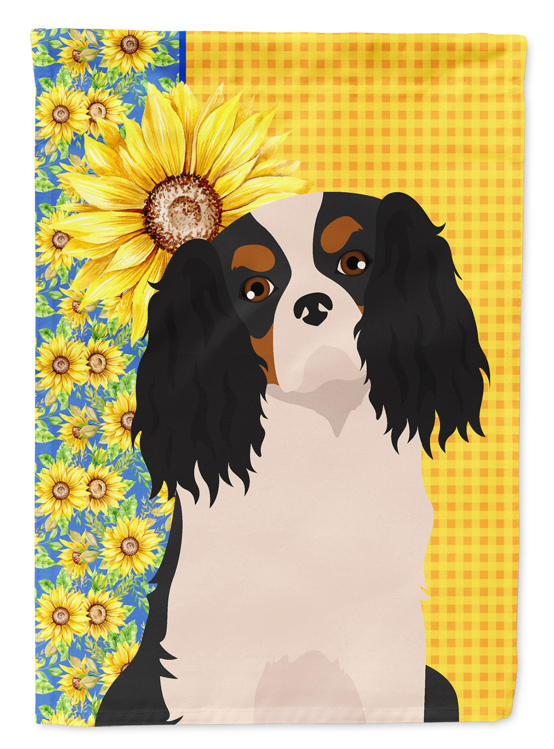 Buy this Summer Sunflowers Tricolor Cavalier Spaniel Garden Flag