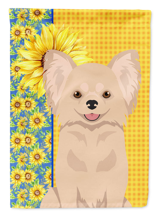 Buy this Summer Sunflowers Longhaired Cream Chihuahua Garden Flag