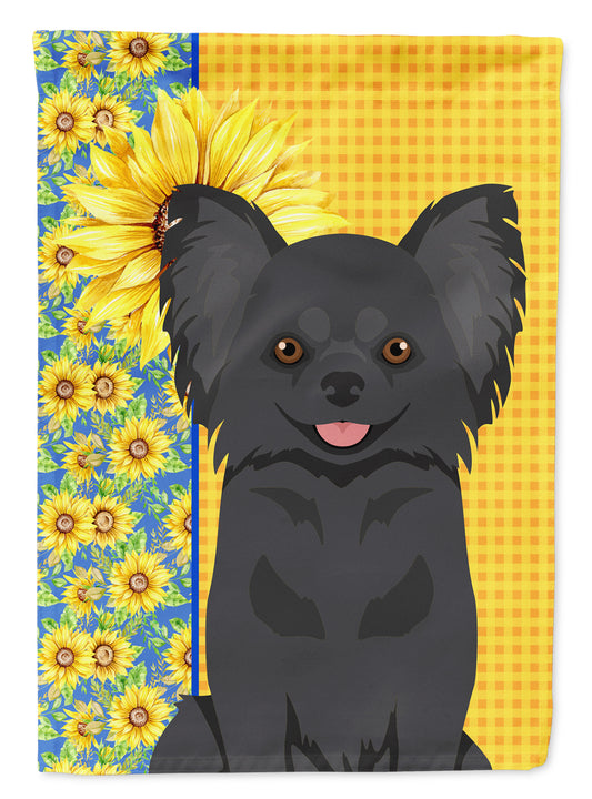 Buy this Summer Sunflowers Longhaired Black Chihuahua Garden Flag