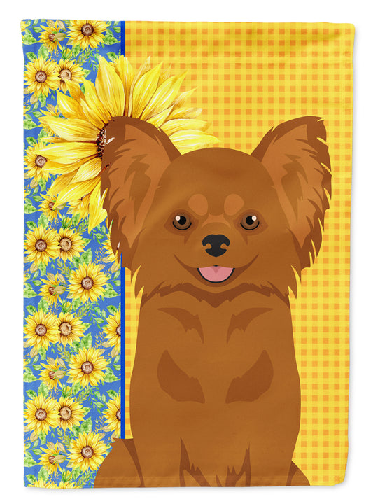 Buy this Summer Sunflowers Longhaired Red Chihuahua Garden Flag