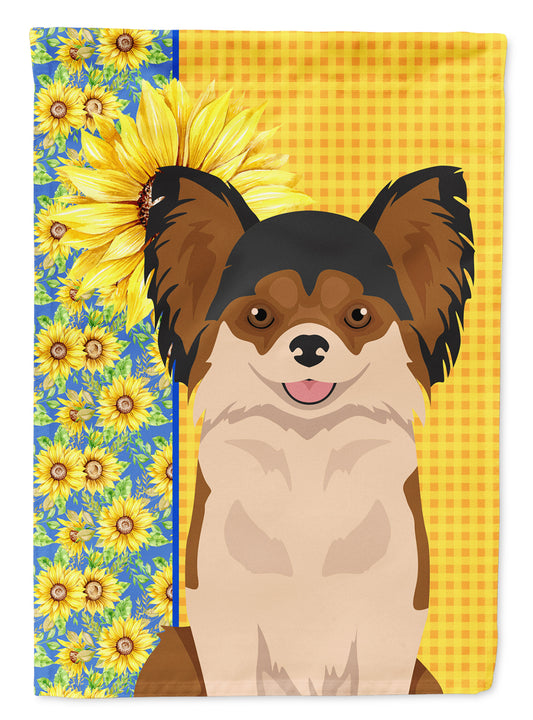 Buy this Summer Sunflowers Longhaired Black and Red Chihuahua Garden Flag