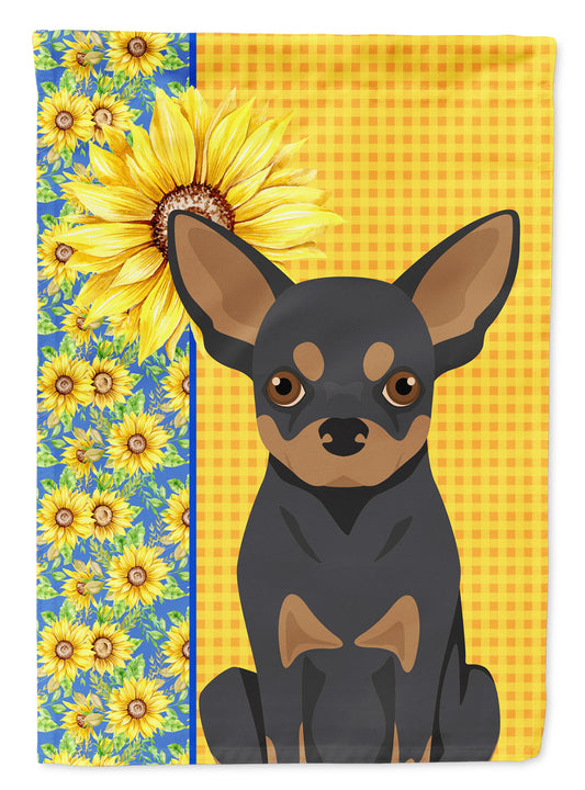 Buy this Summer Sunflowers Black and Tan Chihuahua Garden Flag