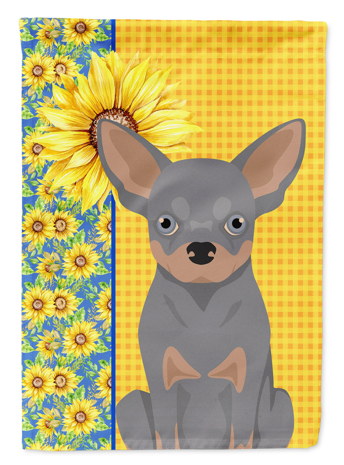 Buy this Summer Sunflowers Blue and Tan Chihuahua Garden Flag