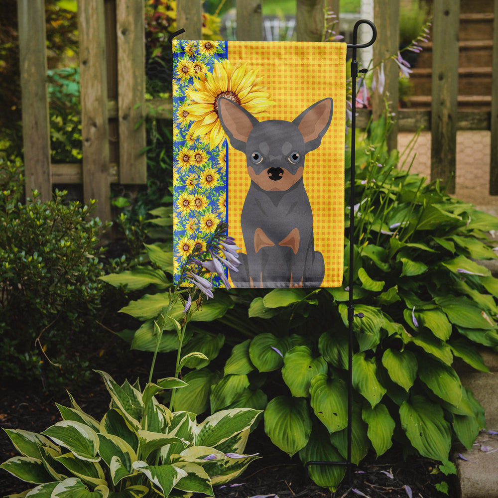 Summer Sunflowers Blue and Tan Chihuahua Garden Flag