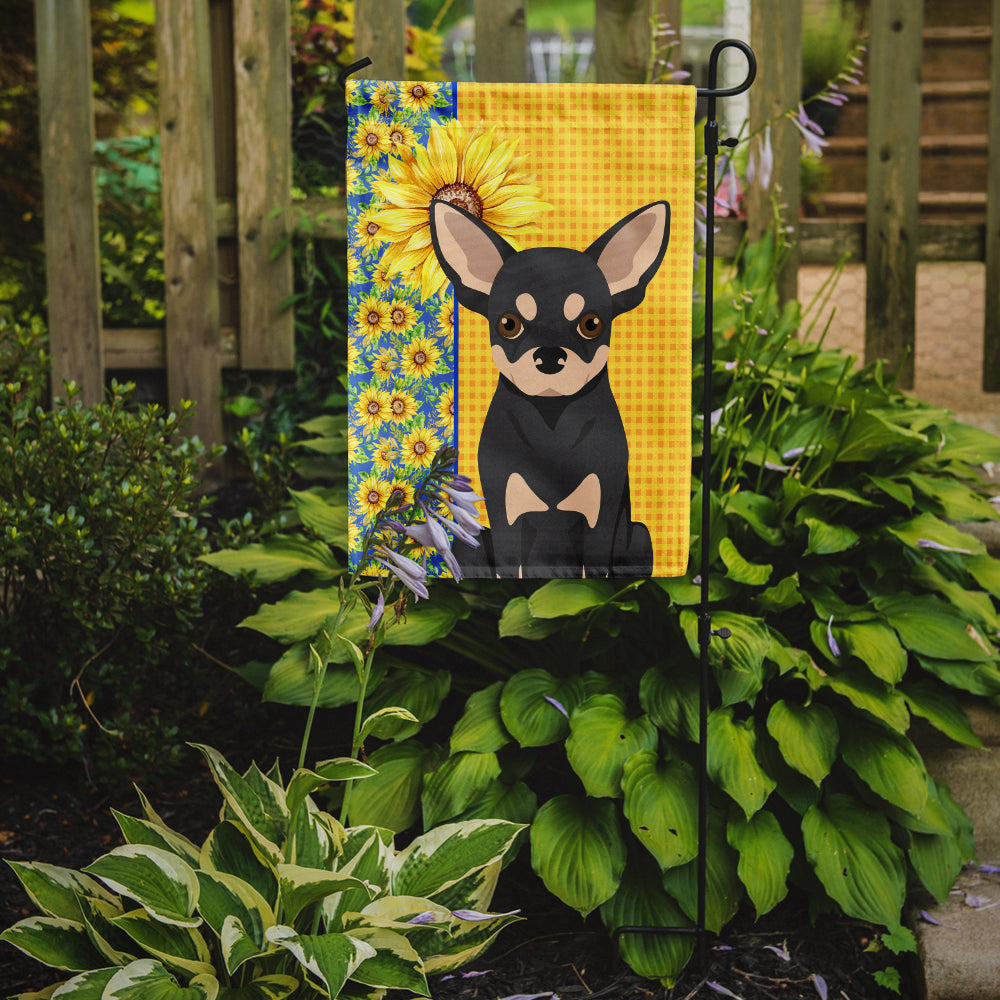 Summer Sunflowers Black and Cream Chihuahua Garden Flag