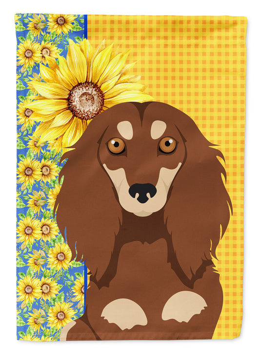 Buy this Summer Sunflowers Longhair Chocolate and Cream Dachshund Garden Flag