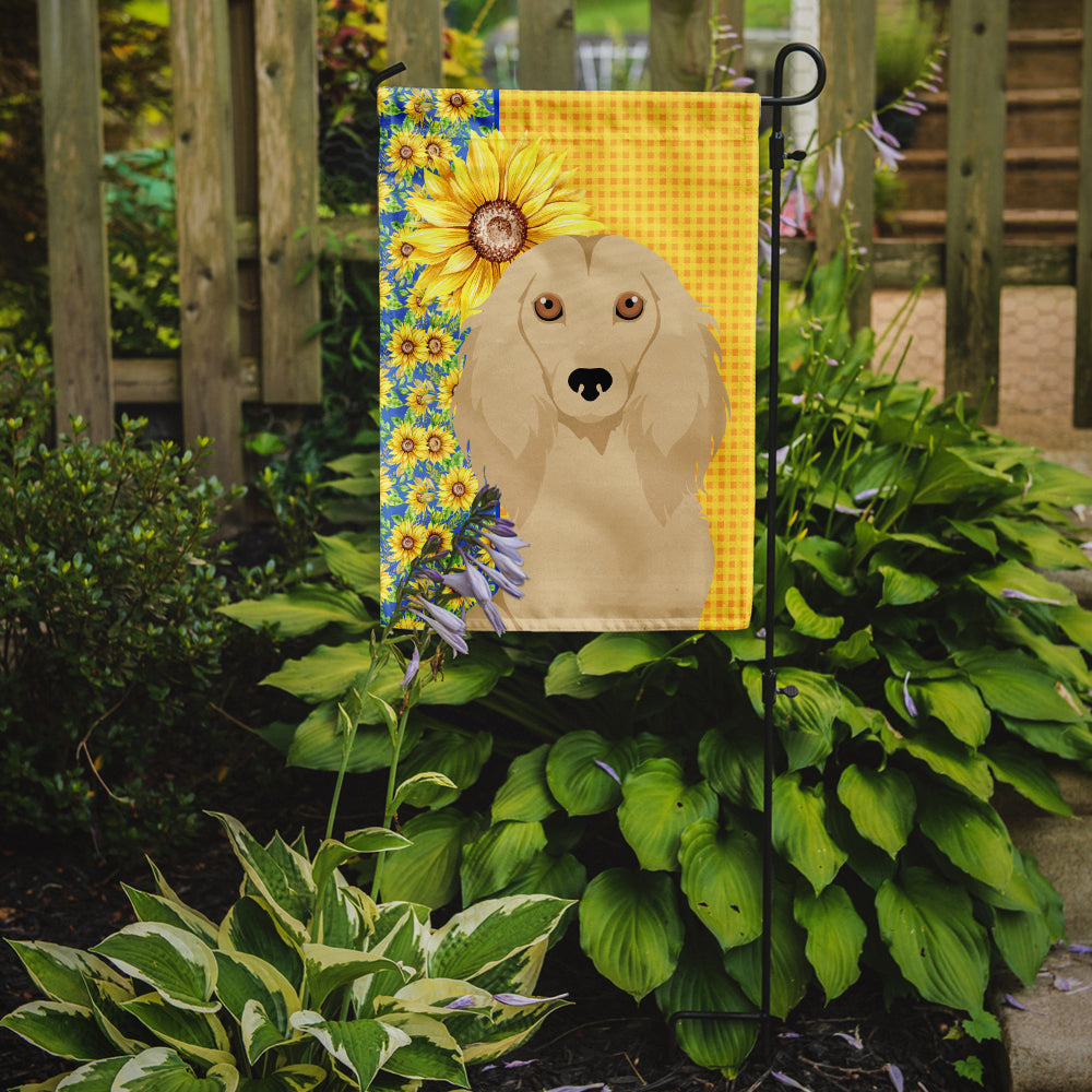 Summer Sunflowers Longhair Cream Dachshund Garden Flag