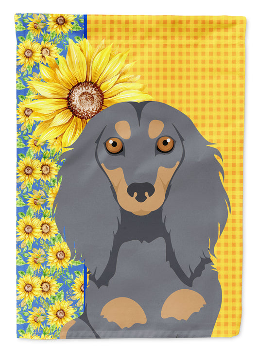 Buy this Summer Sunflowers Longhair Blue and Tan Dachshund Garden Flag