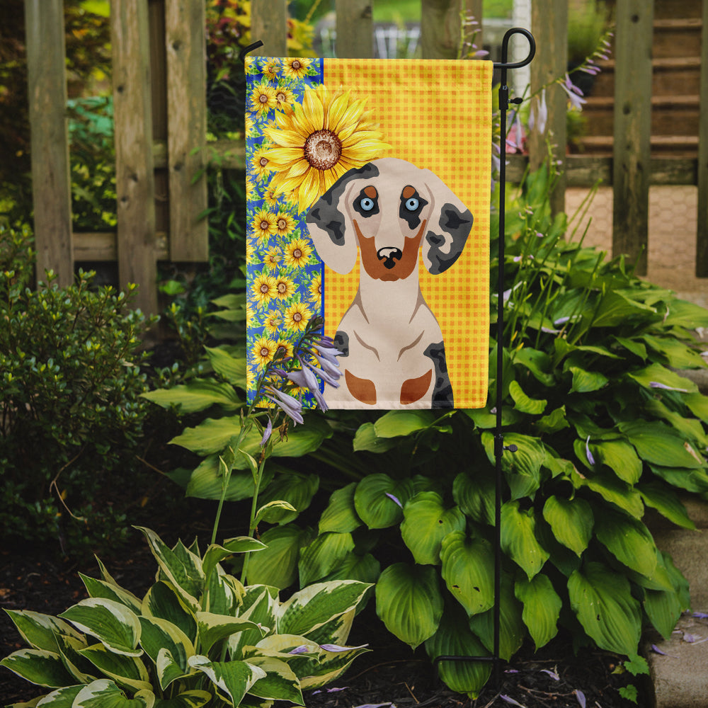 Summer Sunflowers Cream Dapple Dachshund Garden Flag