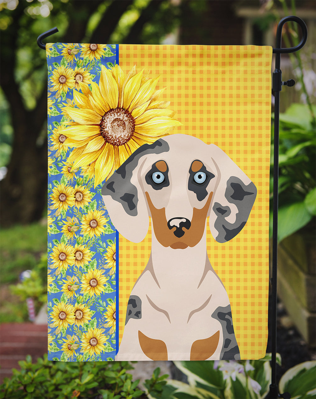 Summer Sunflowers Cream Dapple Dachshund Garden Flag