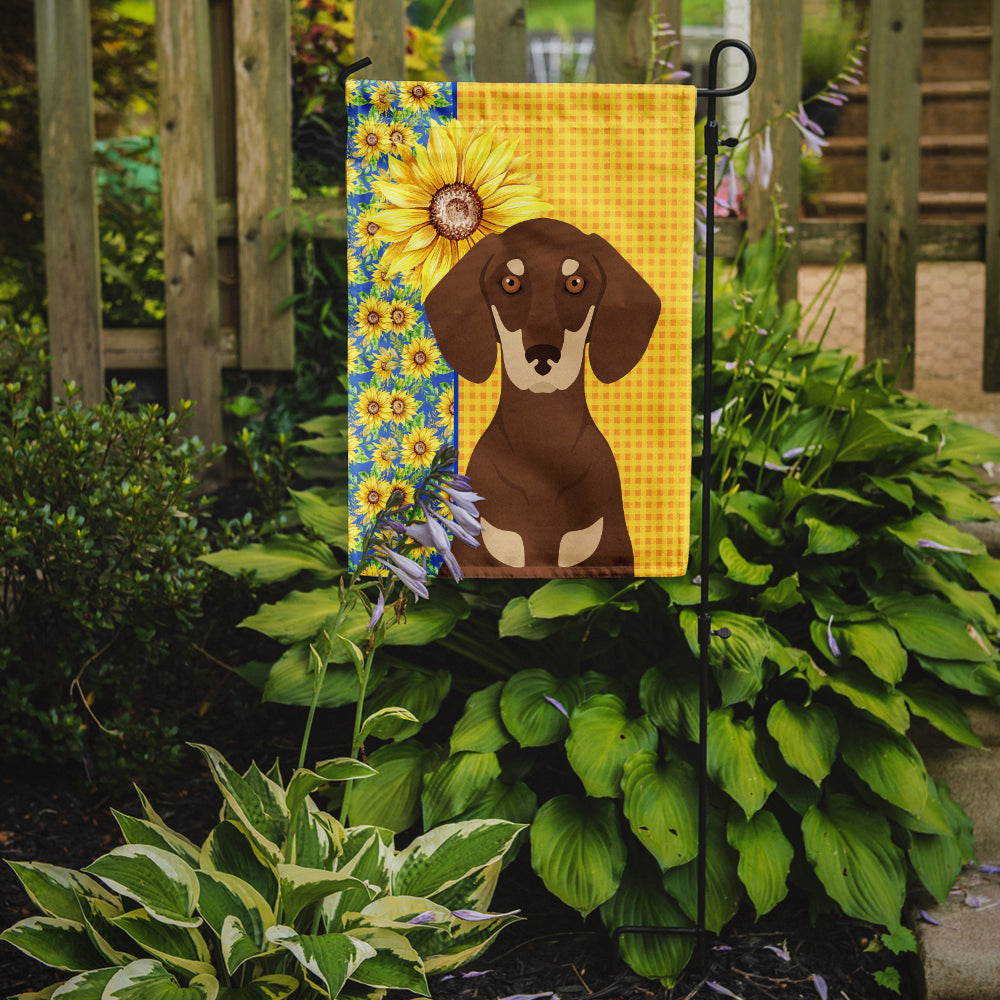 Summer Sunflowers Chocolate and Cream Dachshund Garden Flag