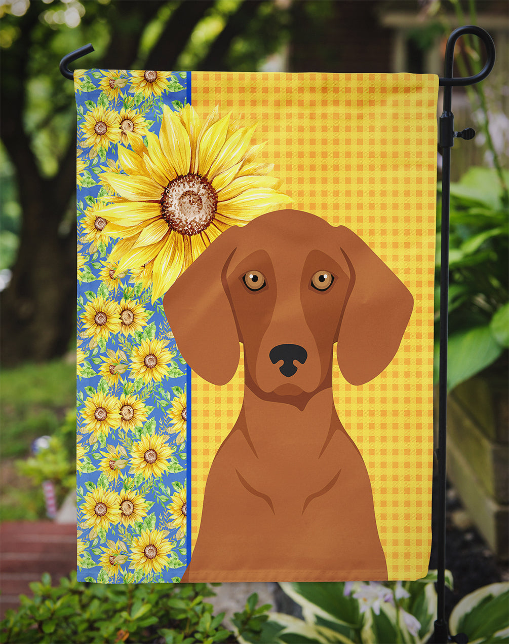 Summer Sunflowers Red Dachshund Garden Flag