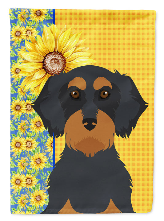 Buy this Summer Sunflowers Wirehair Black and Tan Dachshund Garden Flag