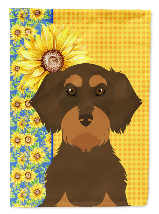 Buy this Summer Sunflowers Wirehair Chocolate and Tan Dachshund Garden Flag