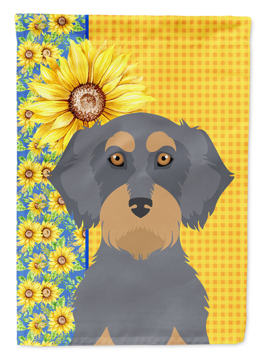 Buy this Summer Sunflowers Wirehair Blue and Tan Dachshund Garden Flag