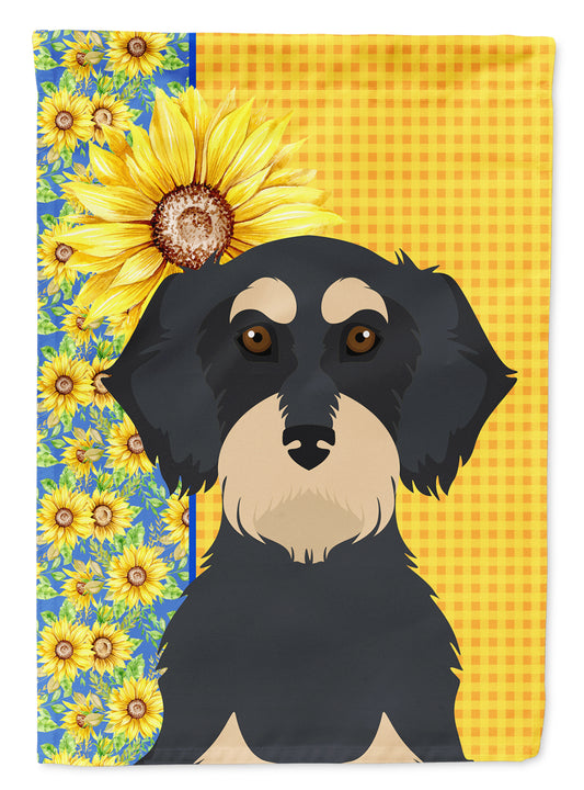 Buy this Summer Sunflowers Wirehair Black and Cream Dachshund Garden Flag