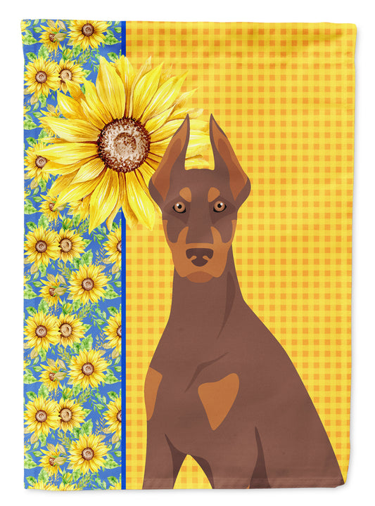 Buy this Summer Sunflowers Red and Tan Doberman Pinscher Garden Flag